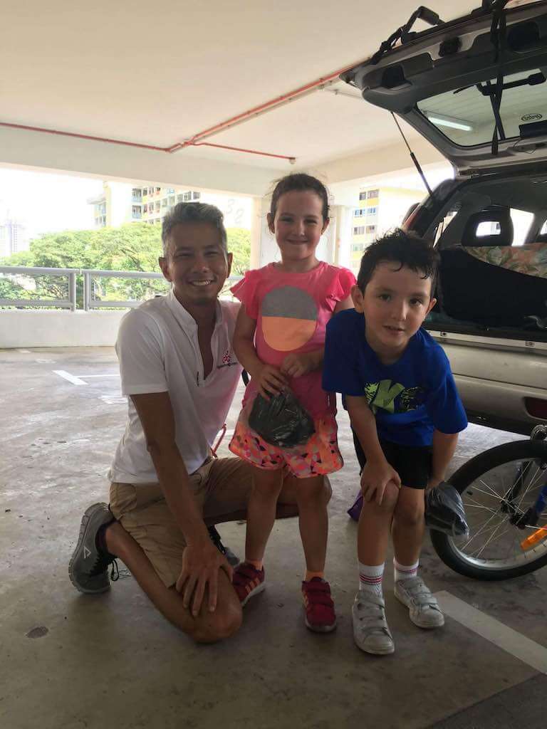 They are both on 2 wheels.