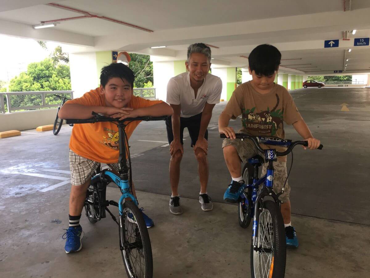 The boys could basically cycle at the end of the first hour through fun and hard work.